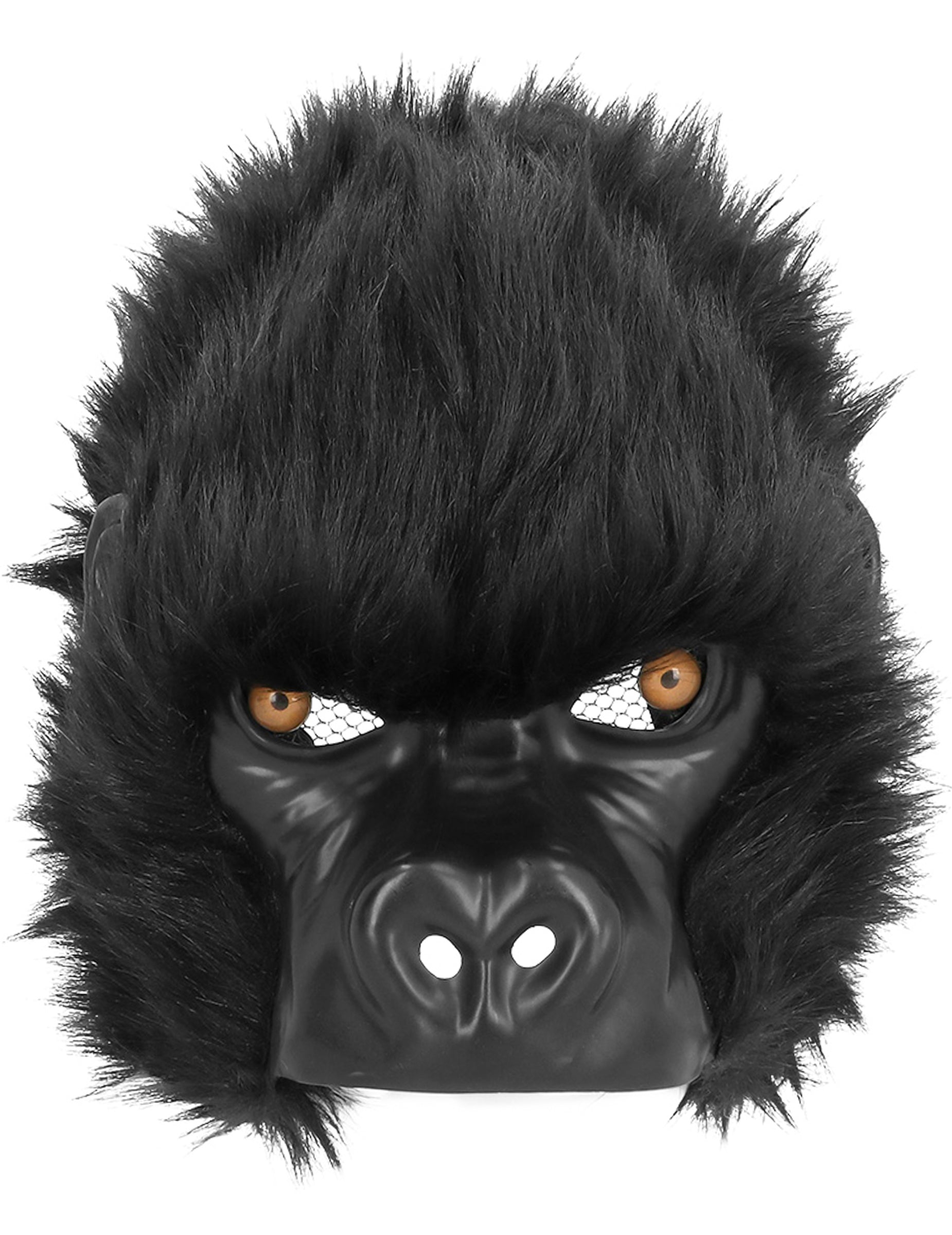 Détail du visage et de la fourrure du Masque Gorille pour adultes et enfants