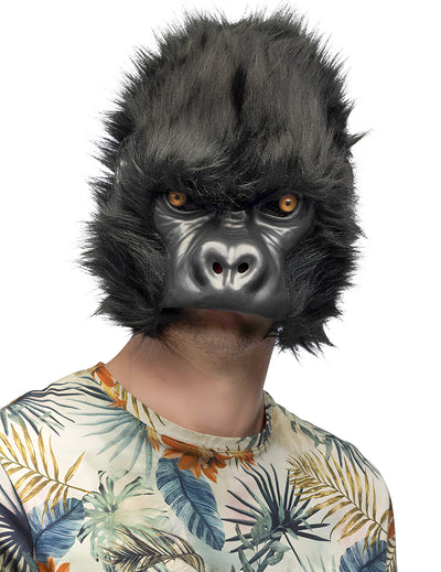 Masque Gorille pour adultes et enfants noir avec fourrure