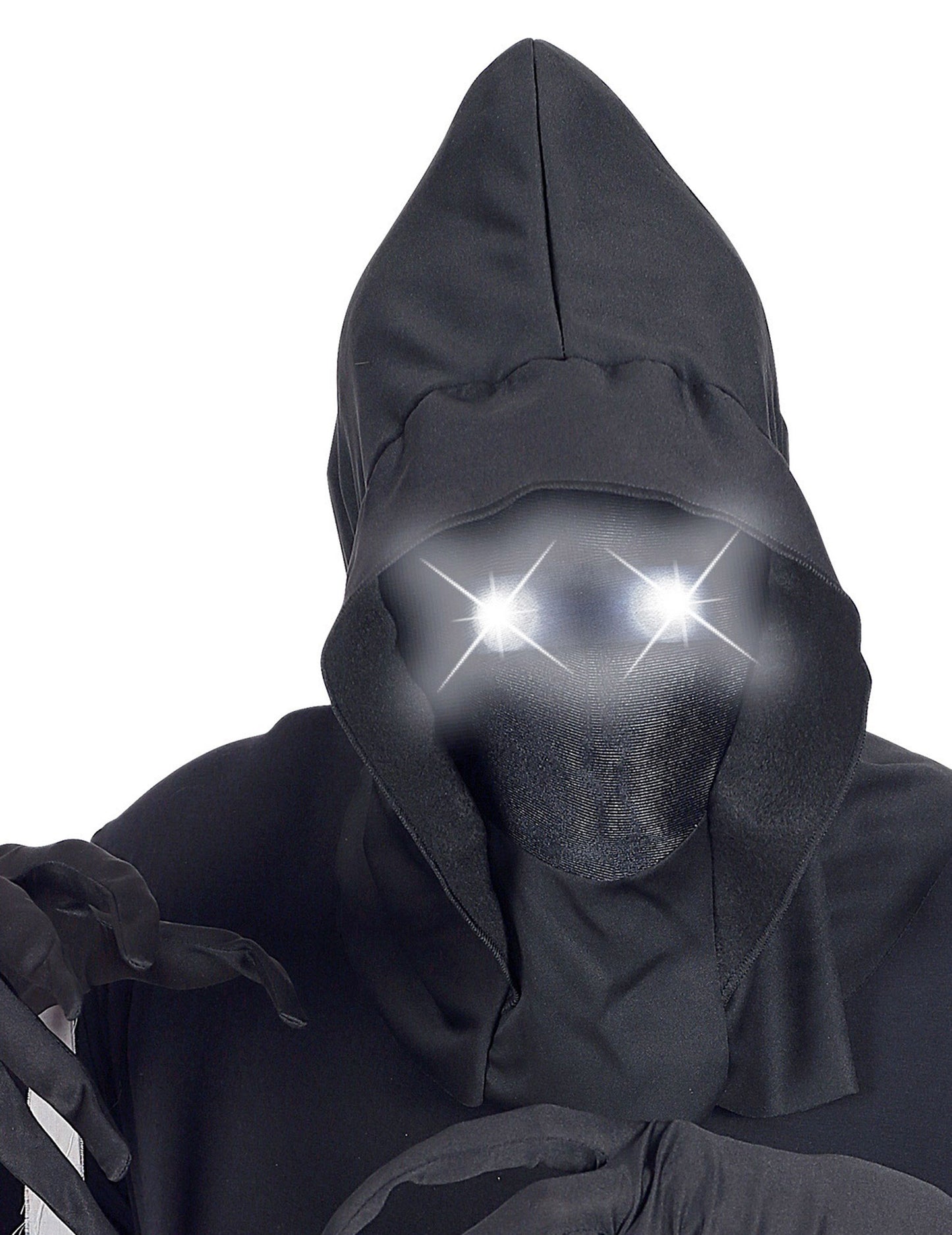 Mască completă cu capotă de față invizibilă și ochi alb -lumină adulți