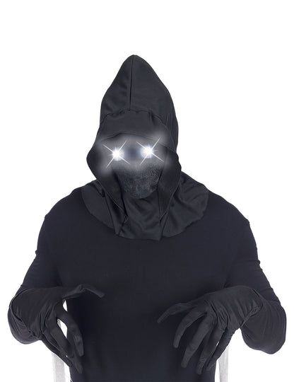 Mască completă cu capotă de față invizibilă și ochi alb -lumină adulți