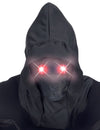 Masque intégral à capuche visage invisible et yeux lumineux pour adulte noir et rouge