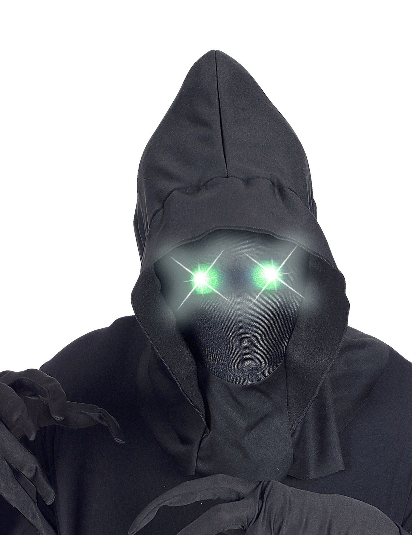 În mască de față invizibilă cu glugă plină și ochi de lumină verde pentru adulți