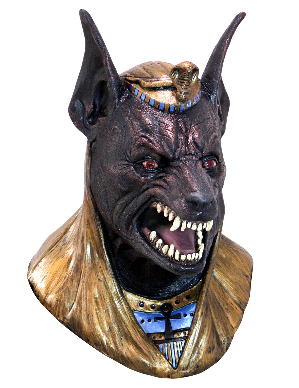 Masque intégral Anubis pour adulte noir et doré avec détails de cobra