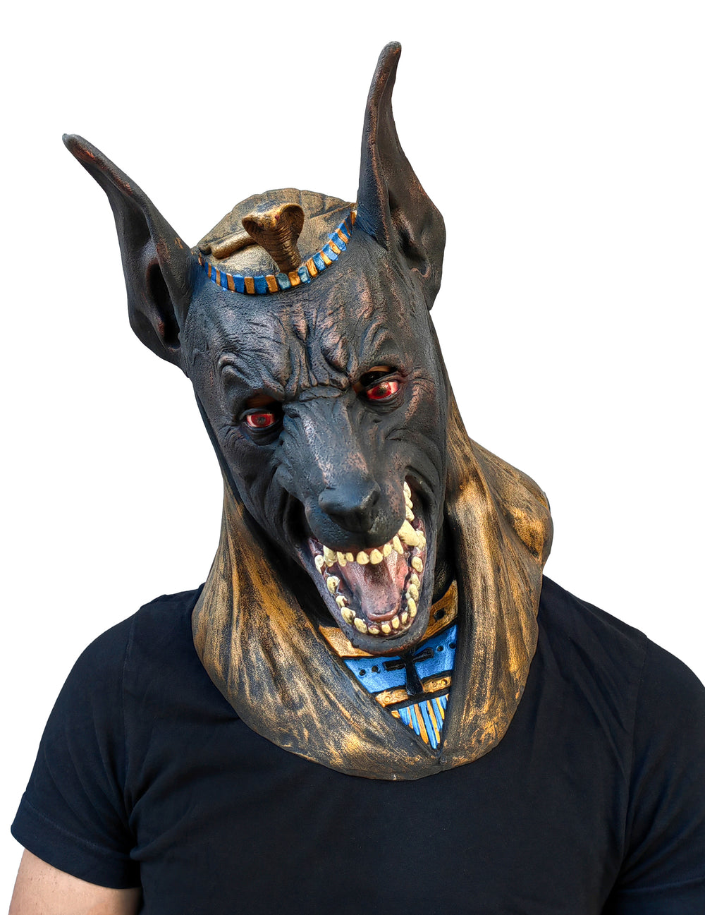 Vue de trois-quarts du masque intégral Anubis