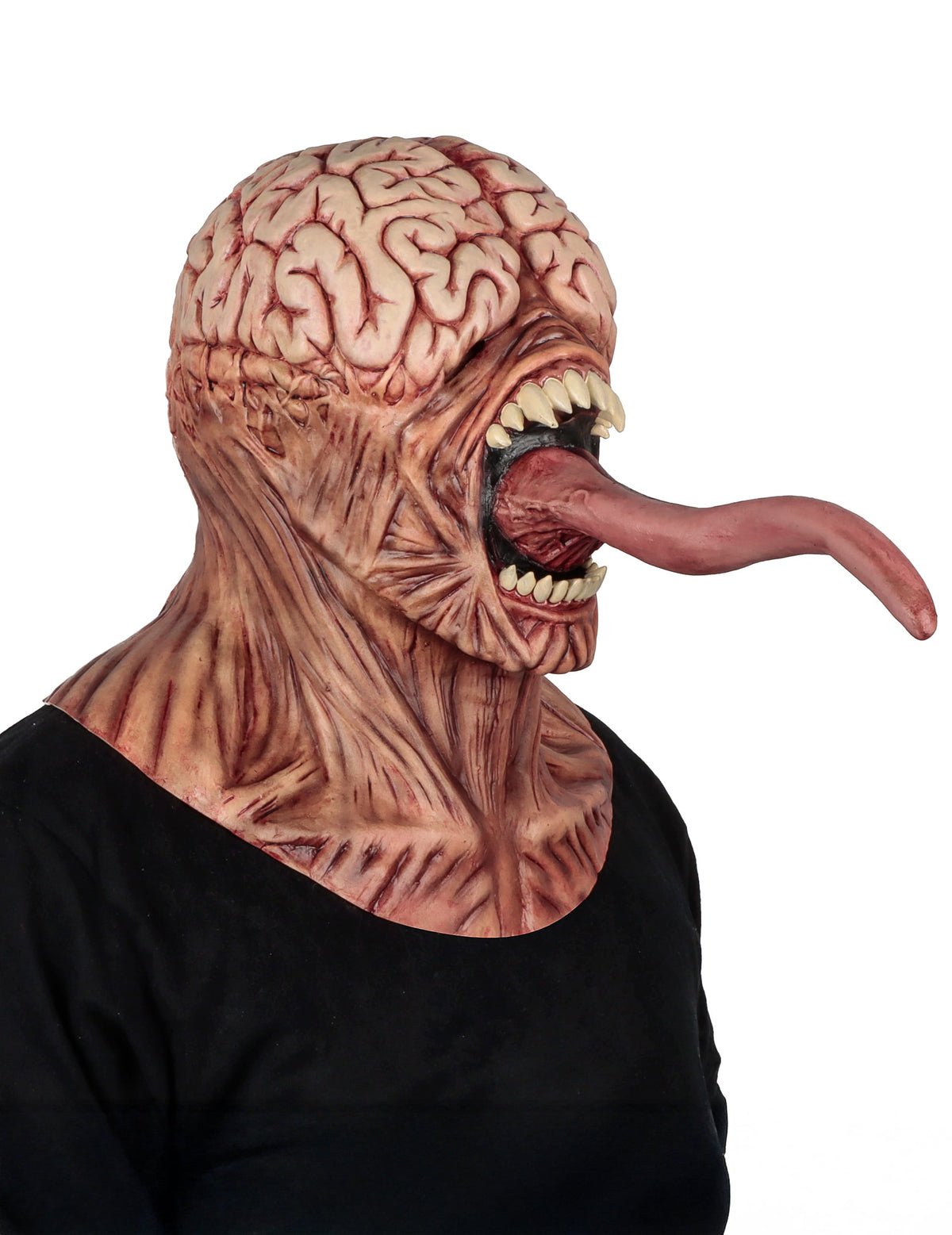Vue de profil du masque intégral de monstre cerveau apparent