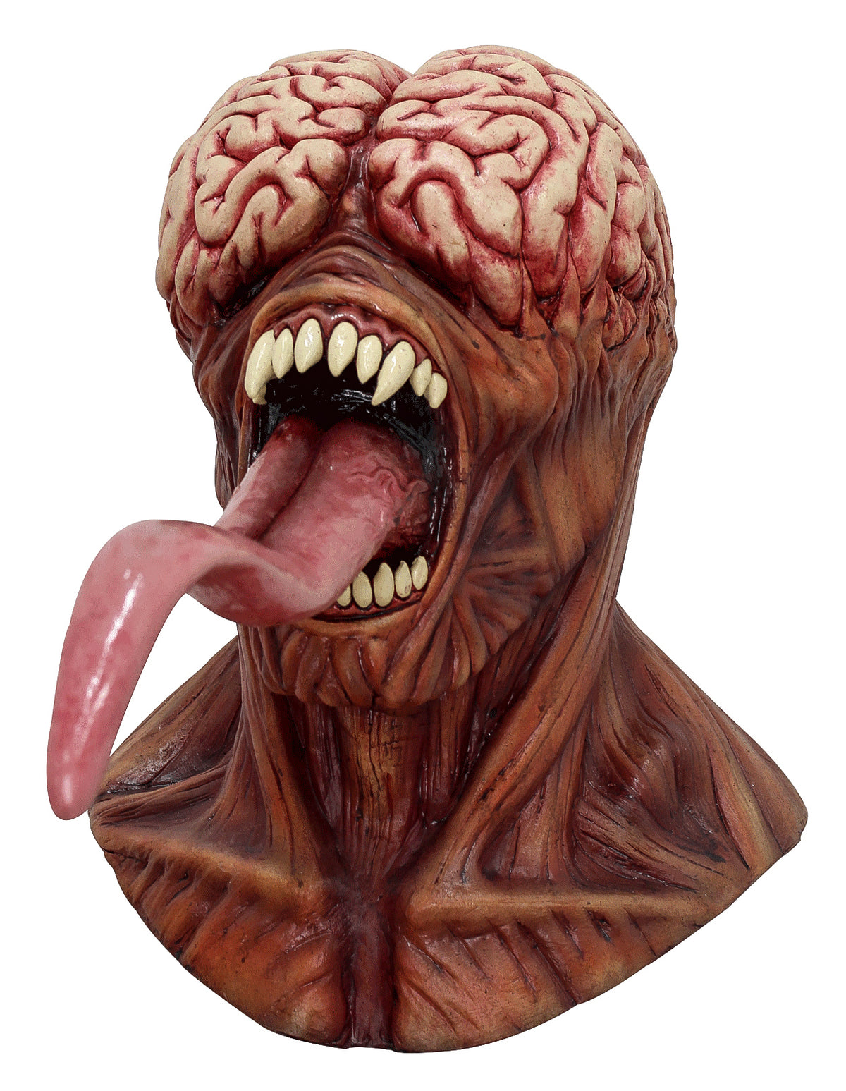 Vue de trois-quarts du masque intégral de monstre cerveau apparent