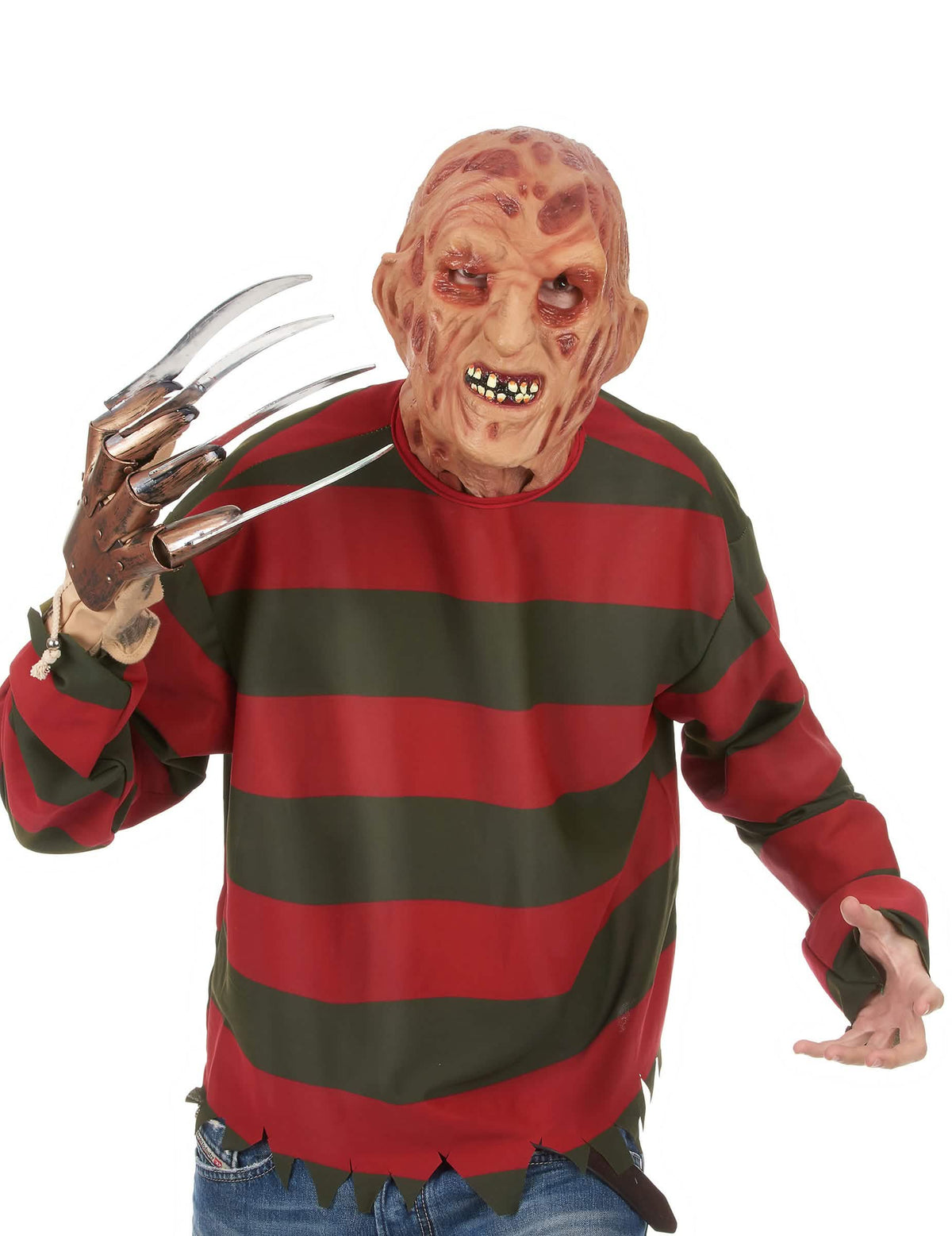 Mască integrală Freddy Krueger pentru adult bej aspect de față arsă