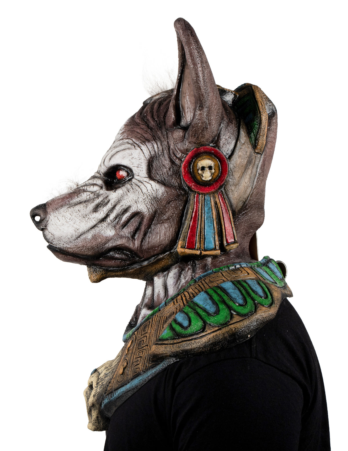 Vue de profil du masque intégral monstre à tête de chien pour adulte