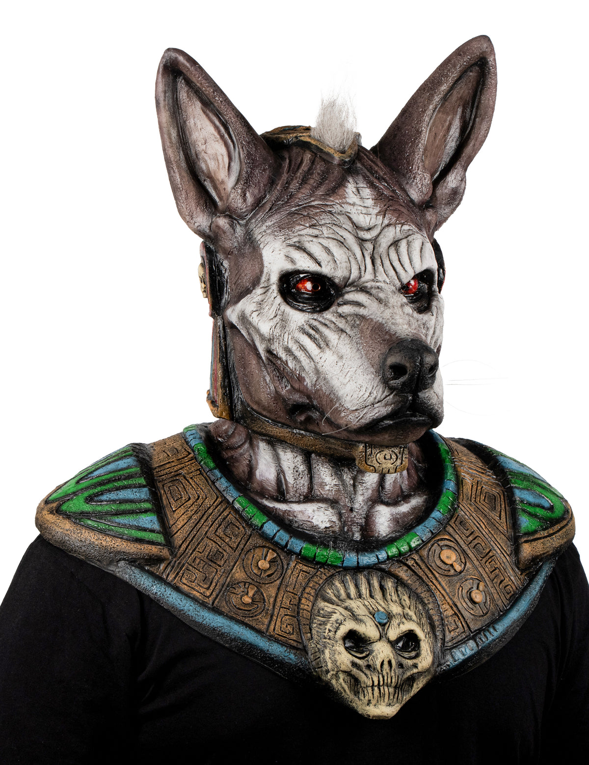 Vue de trois-quarts du masque intégral monstre à tête de chien pour adulte