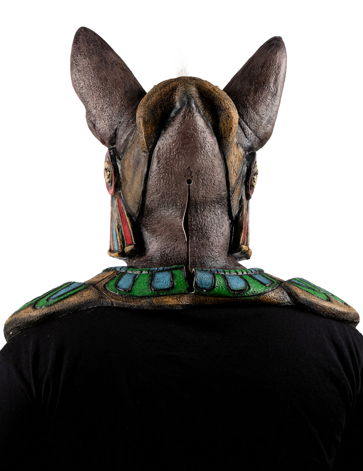 Vue de dos du plastron du masque intégral monstre à tête de chien pour adulte