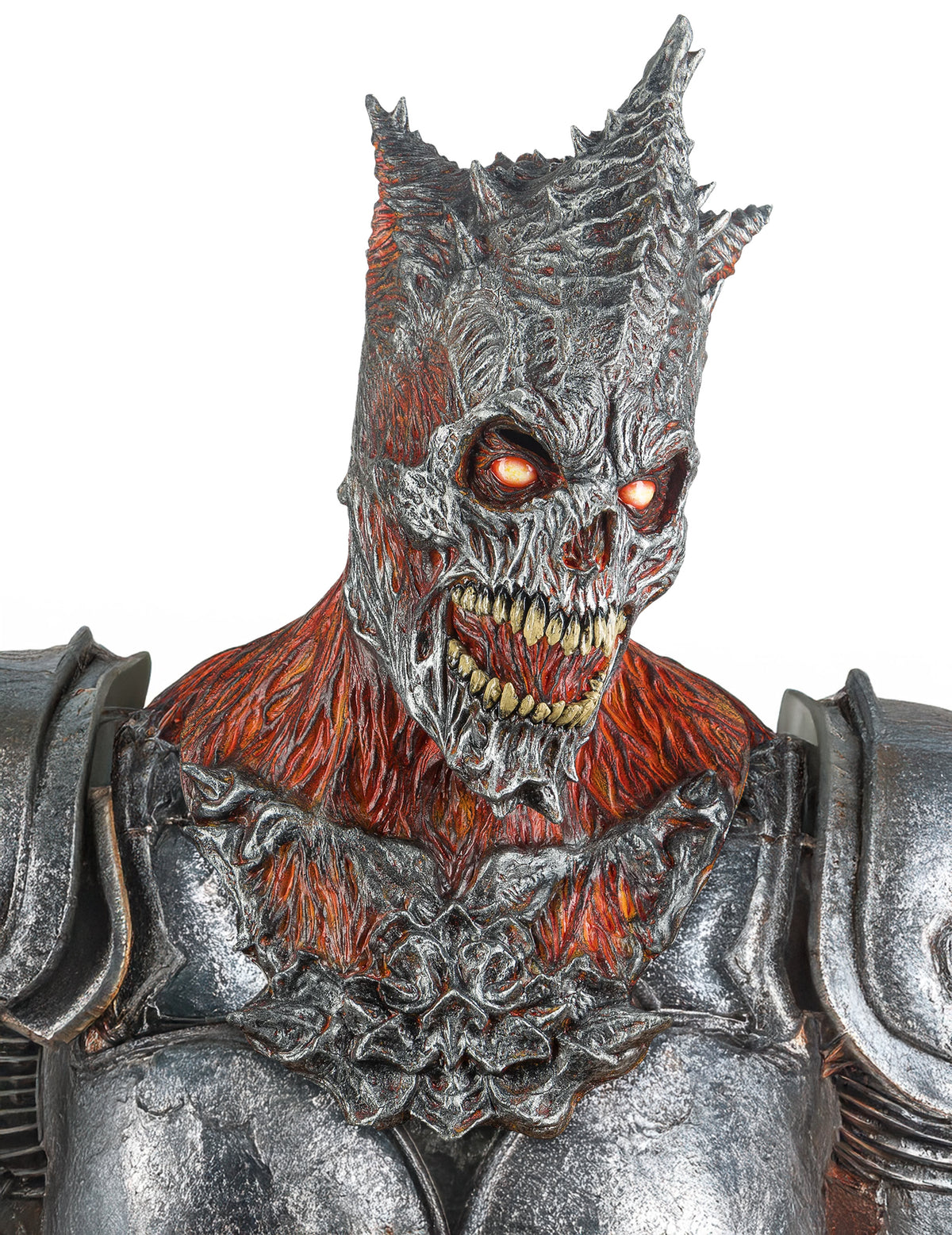 Masque intégral roi faucheur en feu pour adulte gris et rouge incandescent