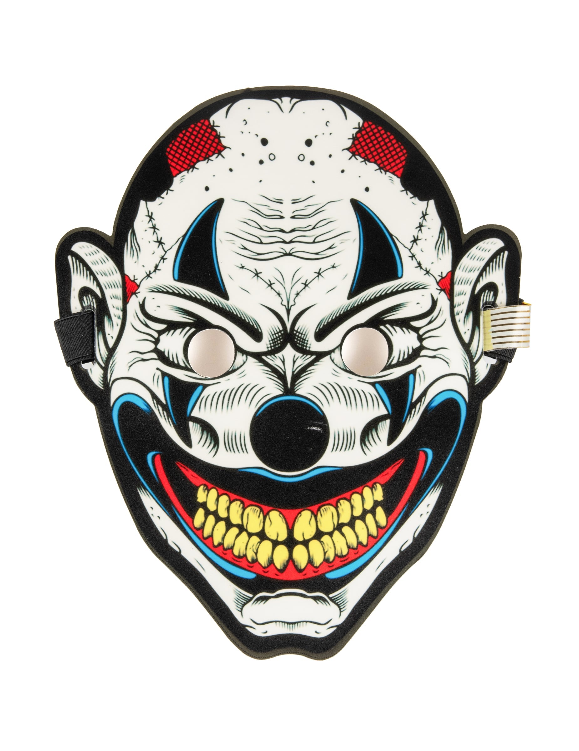 Masque joker lumineux pour adulte blanc noir et rouge
