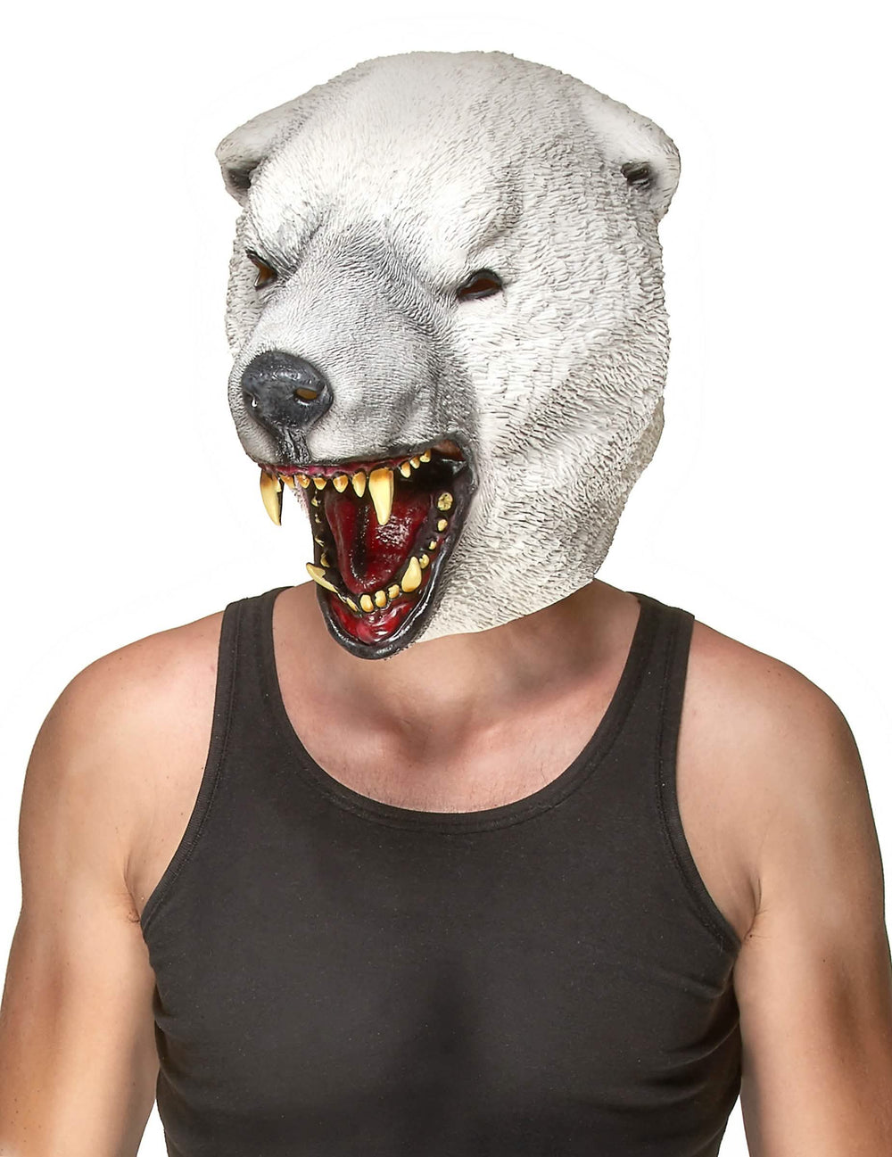 Mască din latex cu urs polar pentru adult alb cu bot deschis