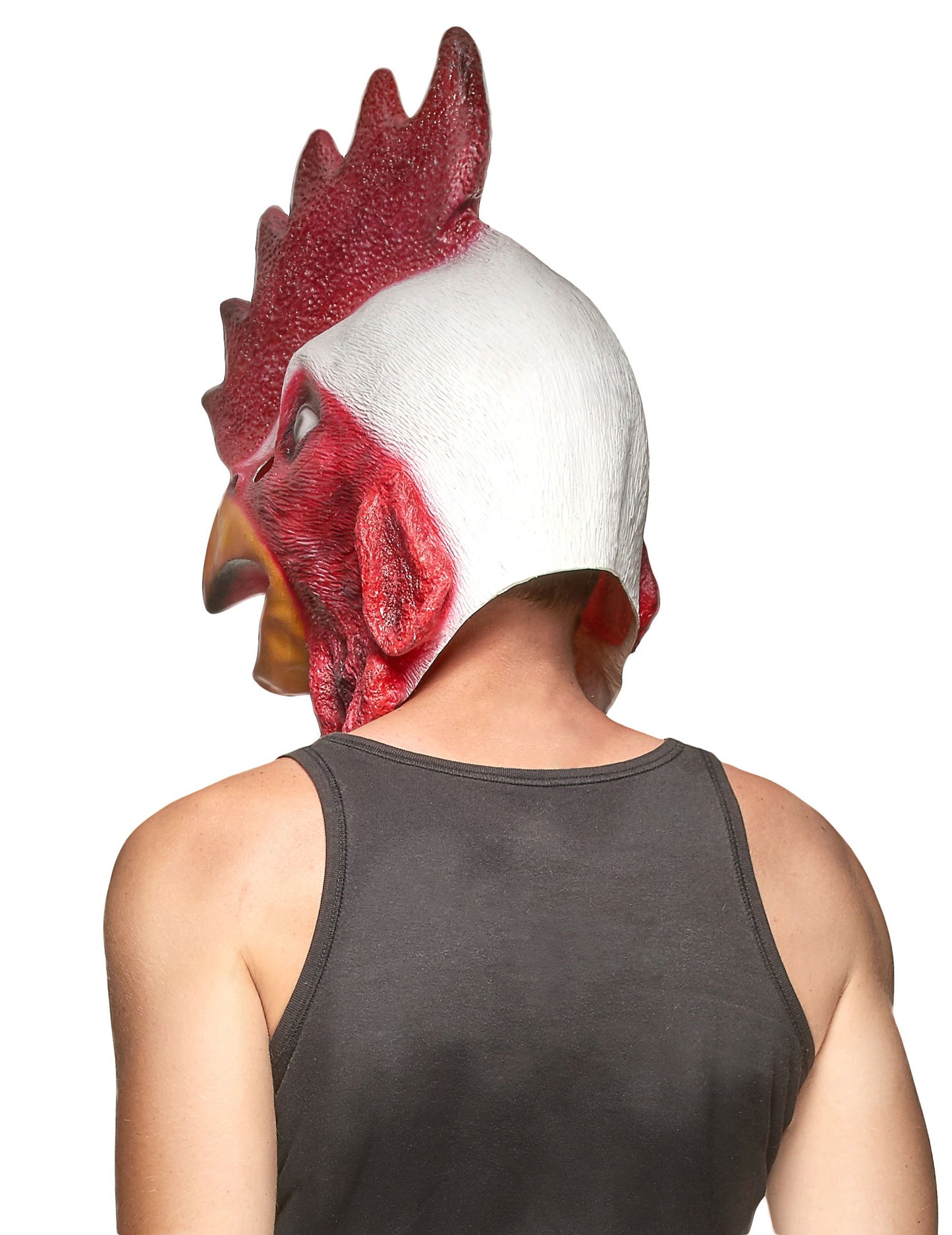 Vue de profil du masque latex tête de coq