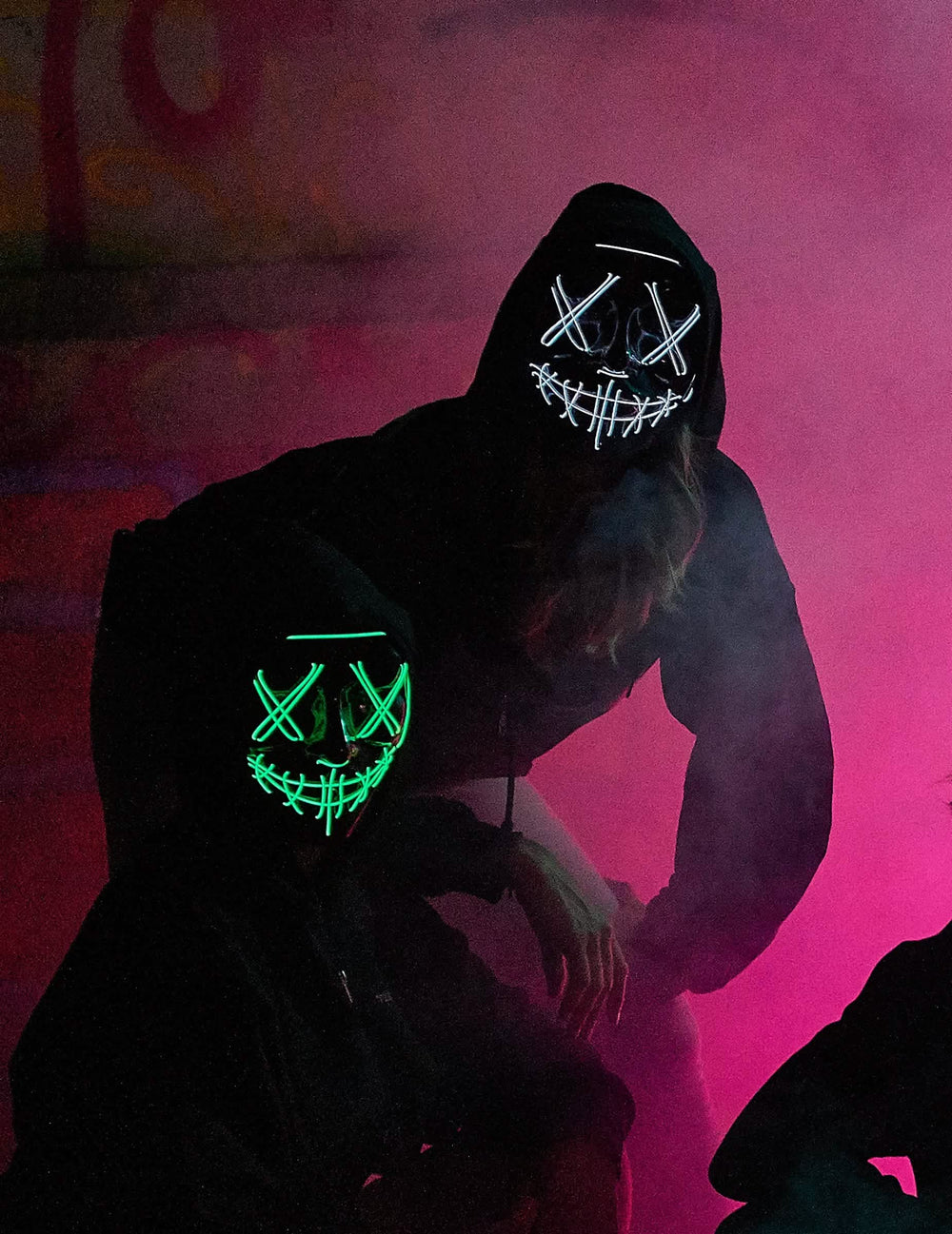 Purtarea măștii LED luminoase pentru adult fuchsia