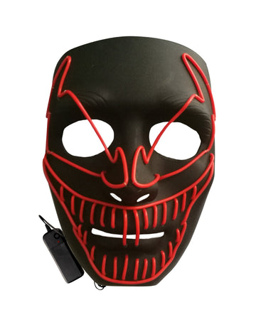 Masque luxe LED clown méchant pour adulte noir et rouge