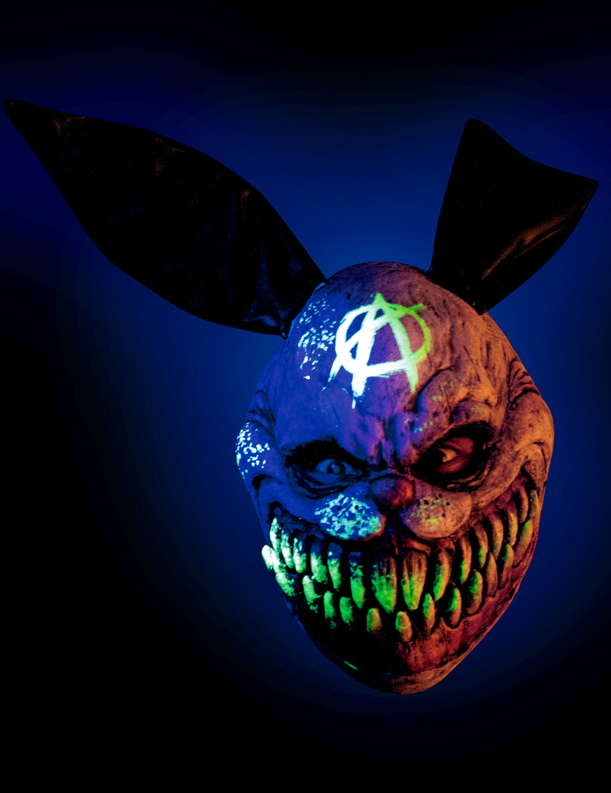 Effet phosphorescent dans le noir du masque méchant lapin phosphorescent