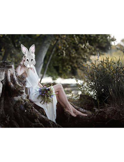 Mise en situation du masque papier lapin