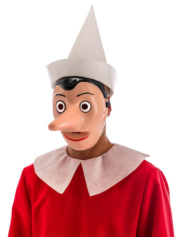 Mască de plastic Pinocchio cu nas detașabil pentru adulți