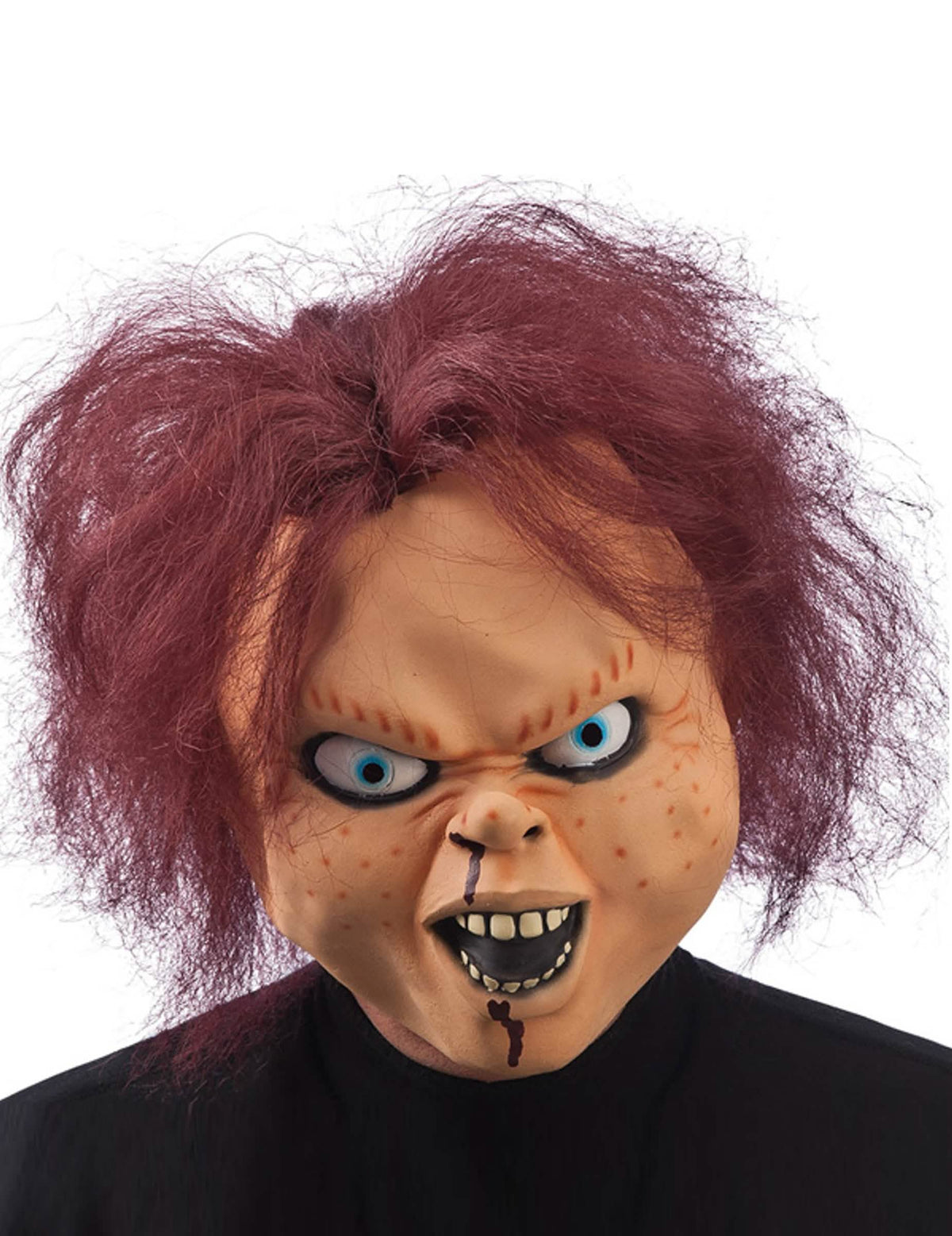 Mască de păpușă terifiantă de halloween pentru adult roșcat și însângerat