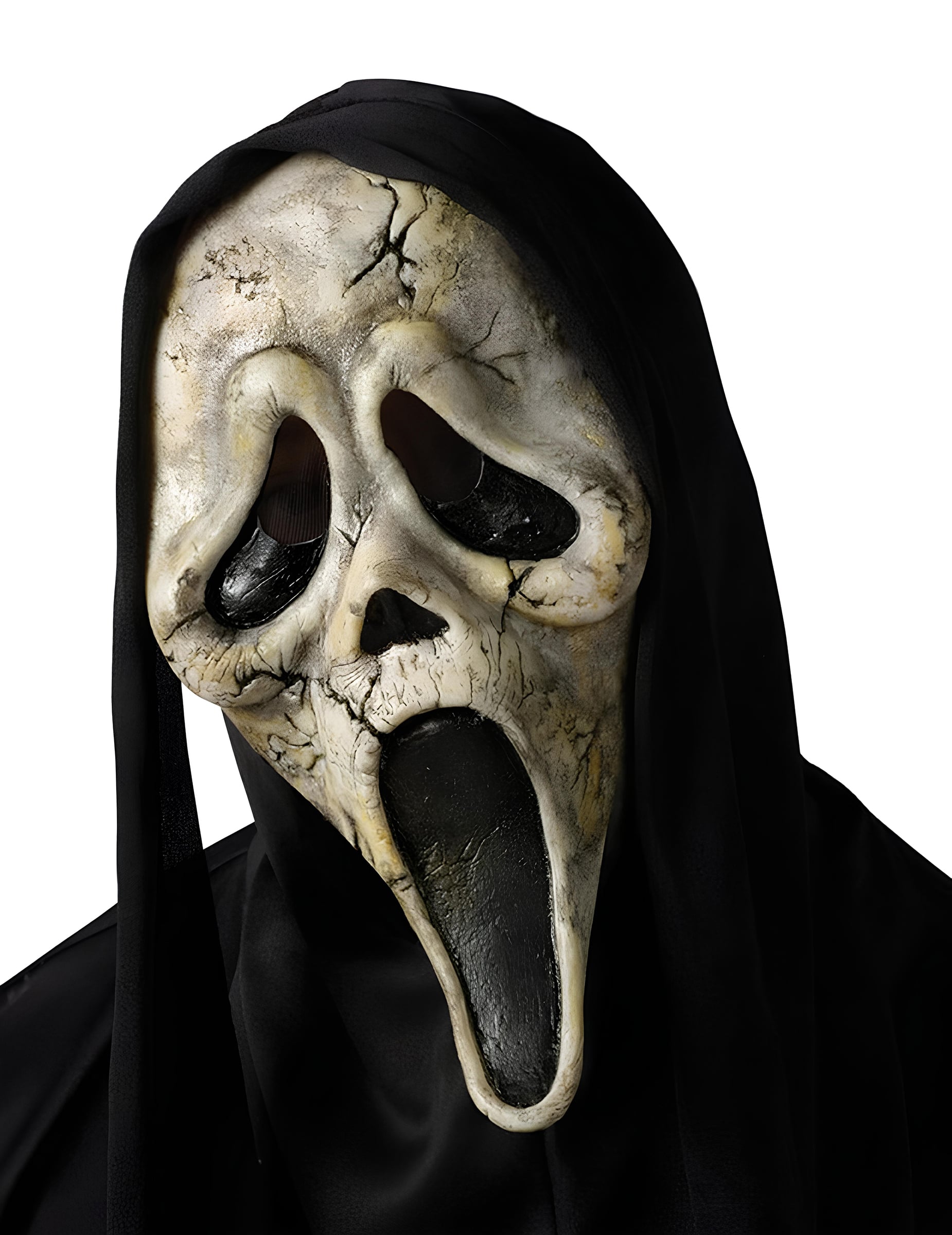 Masque Scream™ zombie pour adulte blanc vieilli et craquelé