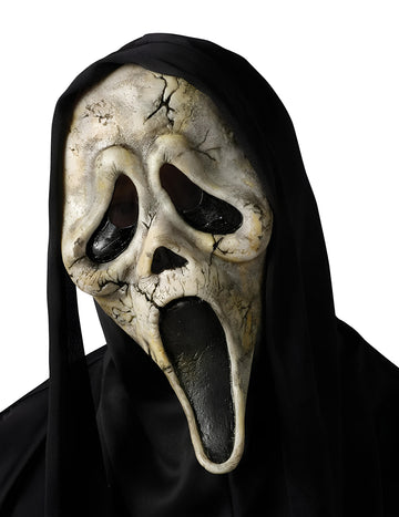 Masque Scream™ zombie pour adulte blanc vieilli et craquelé