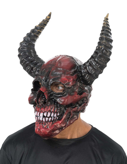 Mască de lux neagră și roșie cu schelet demonic pentru adulți