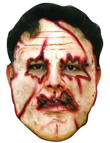 Masque tueur visage découpé pour adulte couleur chair avec plaies sanglantes