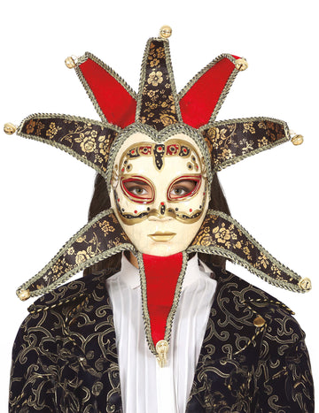 Masca venețiană pentru femei roșu și negru 