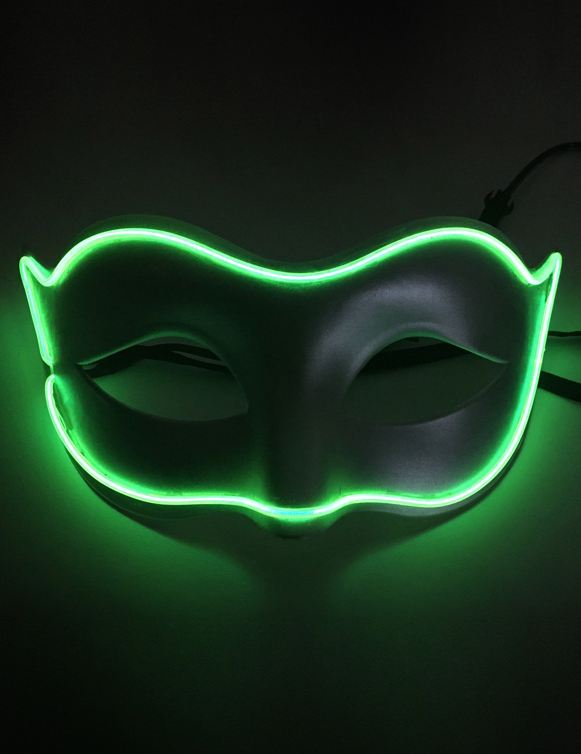Masque vénitien néon LED pour adulte vert