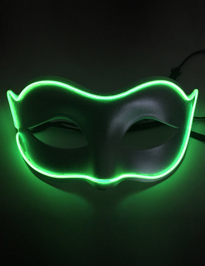 Masque vénitien néon LED pour adulte vert
