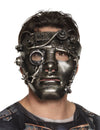 Mască facială Steampunk pentru adulți, cromată, cu detalii mecanice