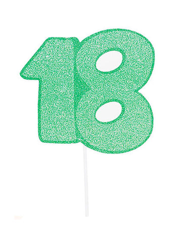 Prăjitură de carton Maxi numărul 18 verde strălucitor 31 cm pentru tort