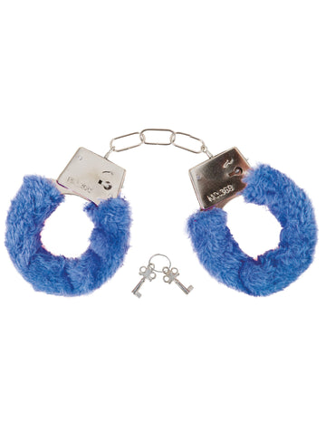 Cătușe pufoase albastre pentru adulți, cu chei