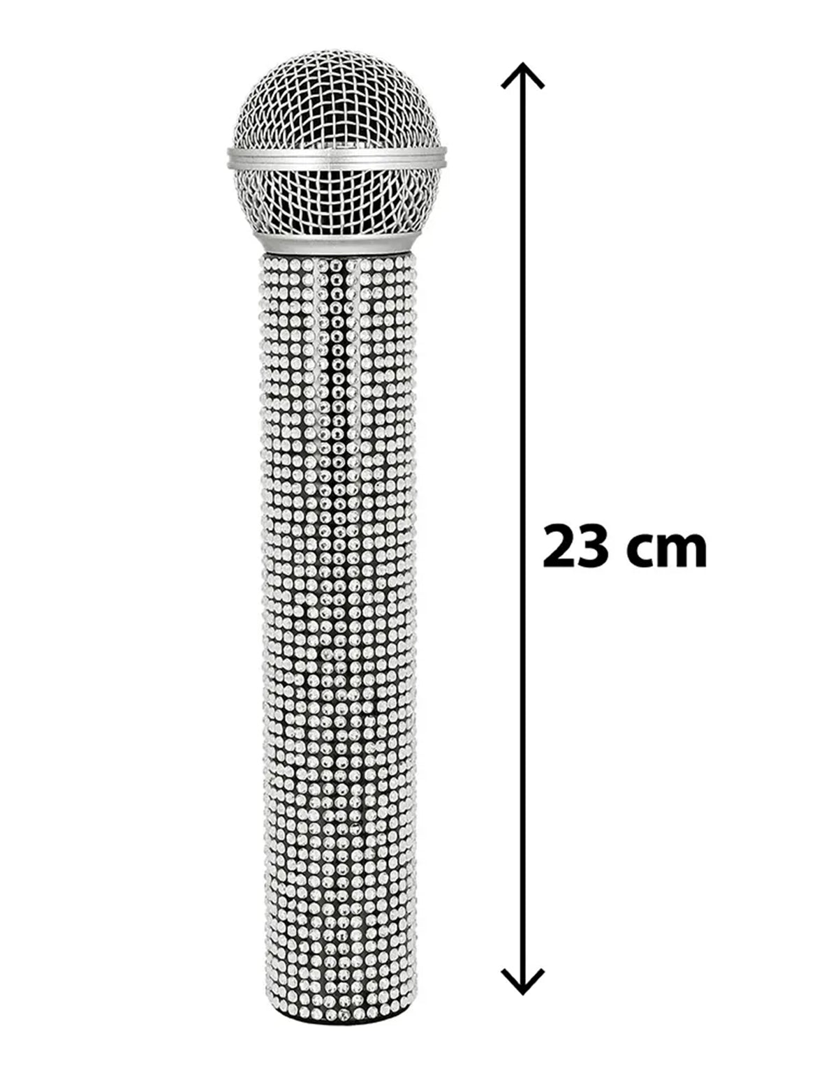 Microfon cu strasuri argintii 23 cm