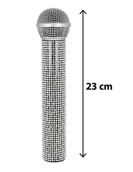 Microfon cu strasuri argintii 23 cm