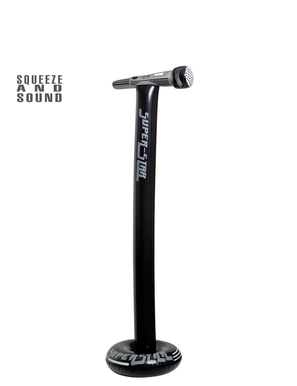 Micro sur pied gonflable superstar pour adulte noir et gris avec effet sonore