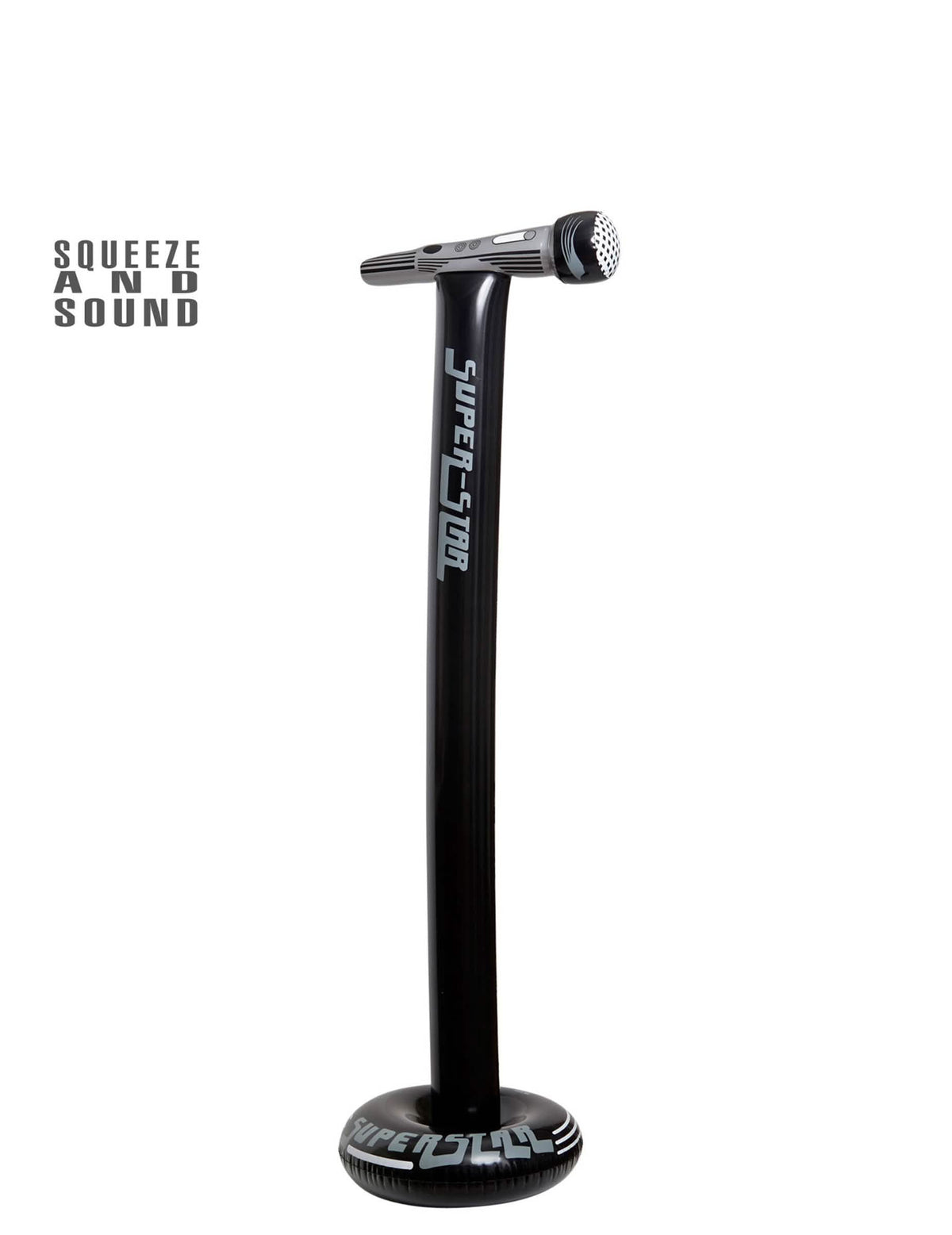 Micro sur pied gonflable superstar pour adulte noir et gris avec effet sonore