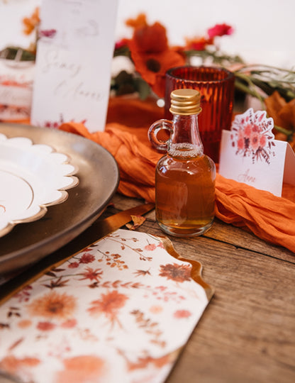 Mignonnette verre transparent avec anse et bouchon or 50ml pour mariage