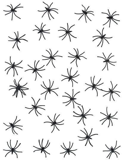 Lot de 30 mini araignées décoratives noires en plastique