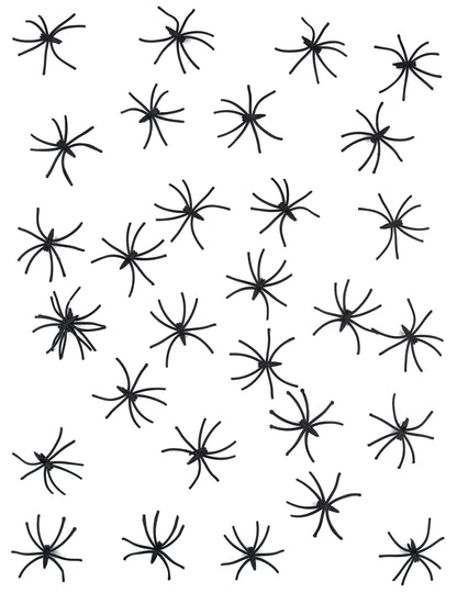 30 mini păianjeni decorativi din plastic negru