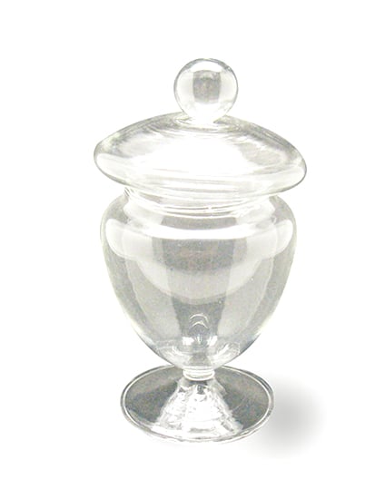 Mini bonbonnière confiseur sur pied en verre transparent