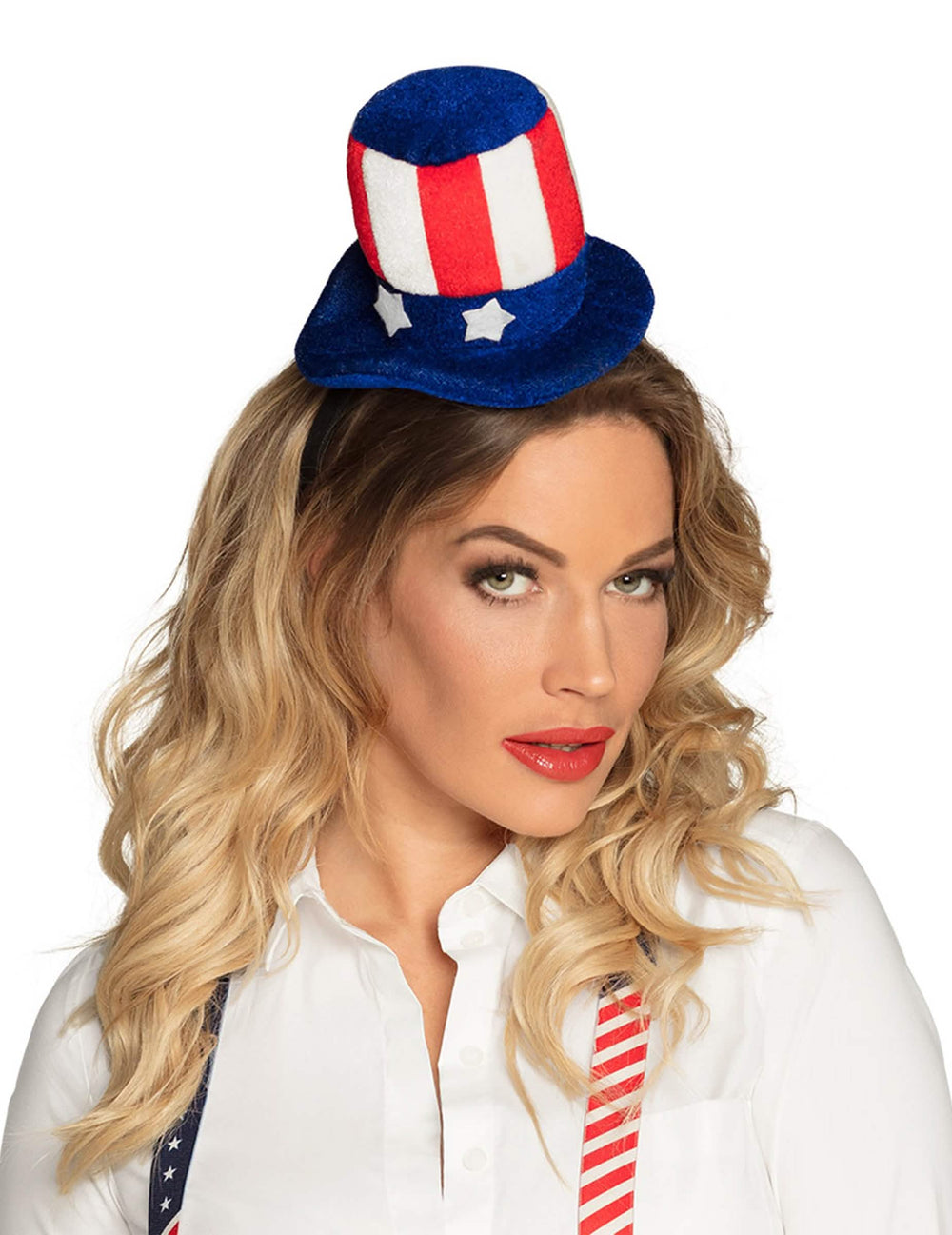 Mini pălărie americană pentru adult albastru alb roșu cu stele