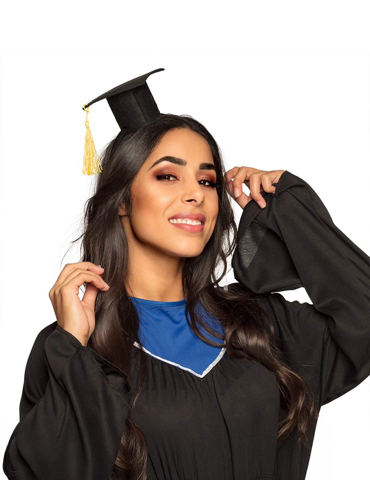 Mini chapeau de diplômé pour adulte noir avec pompon jaune