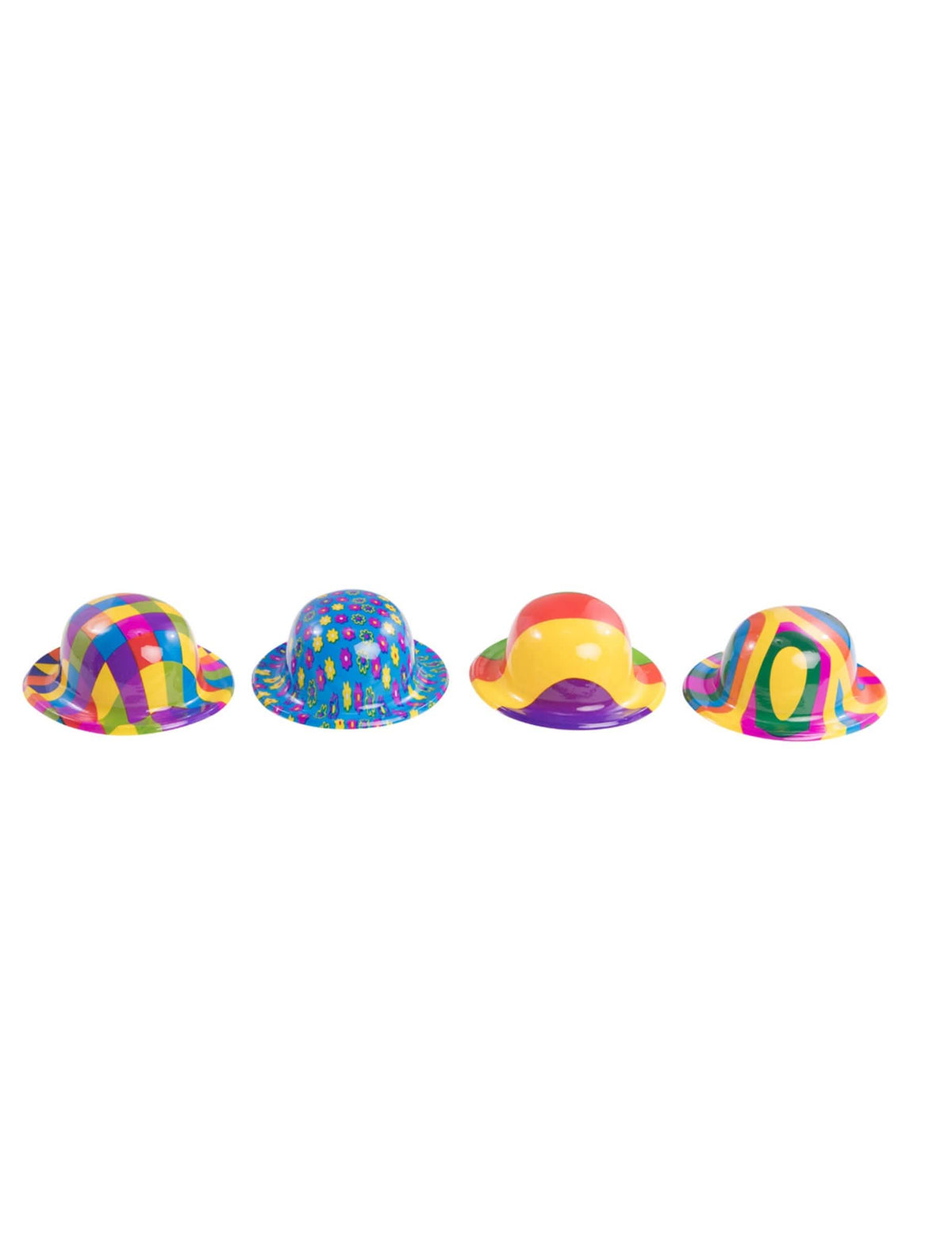 Mini pălărie melon din plastic de clovn pentru adult multicoloră cu modele variate