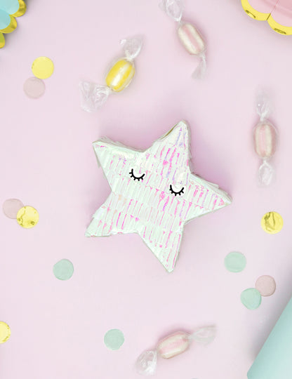 Mini piñată cu stea iridescentă 10,5 cm pentru decorare