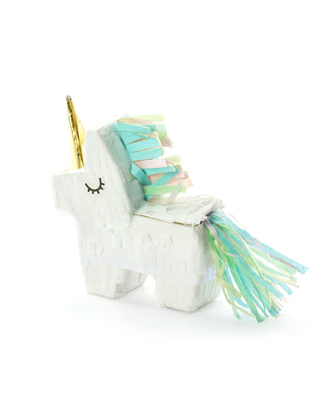 Mini piñata alb unicorn 8 x 2,5 cm