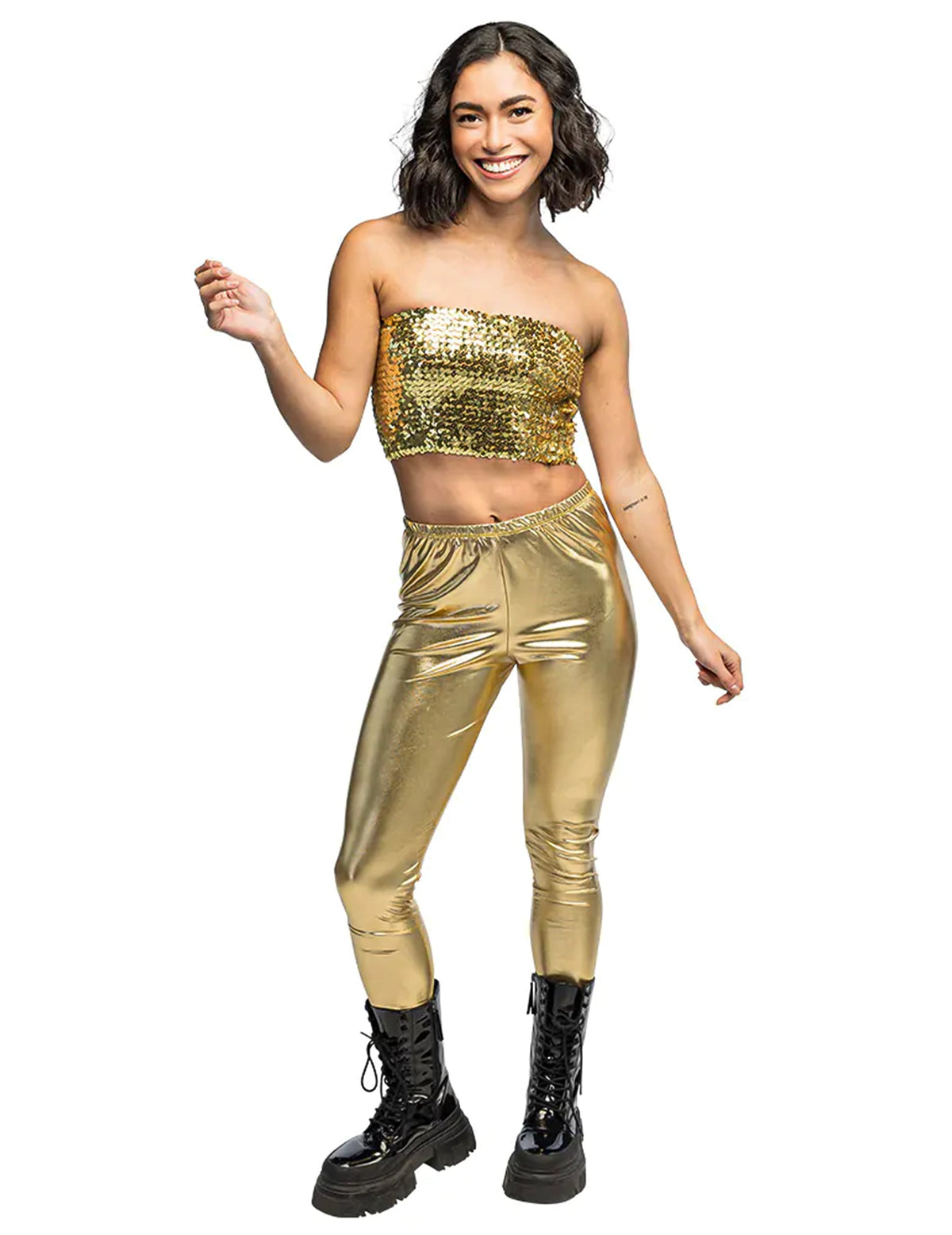 Mini top à sequins pour femme doré