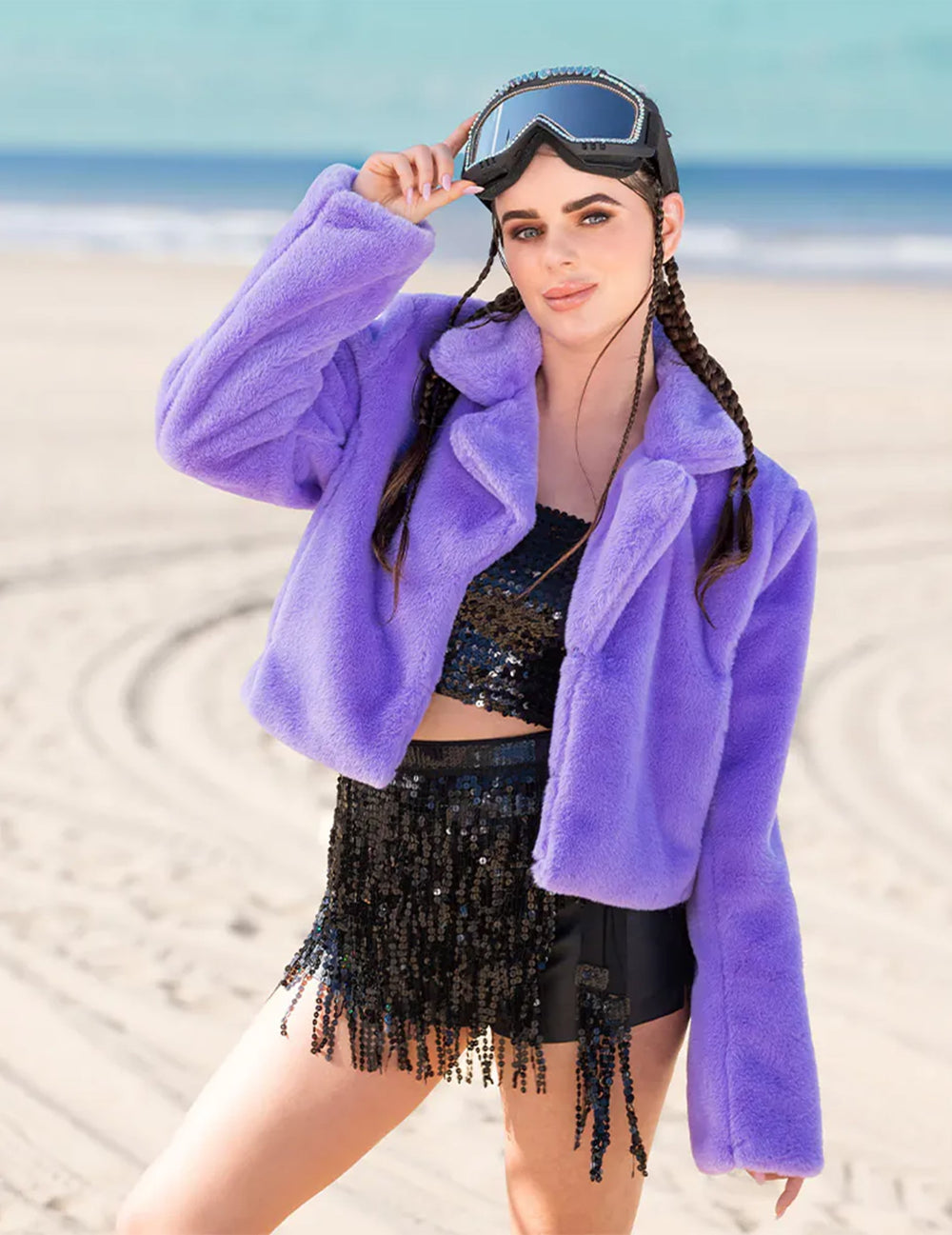 Look de festival du mini top à sequins pour femme noir