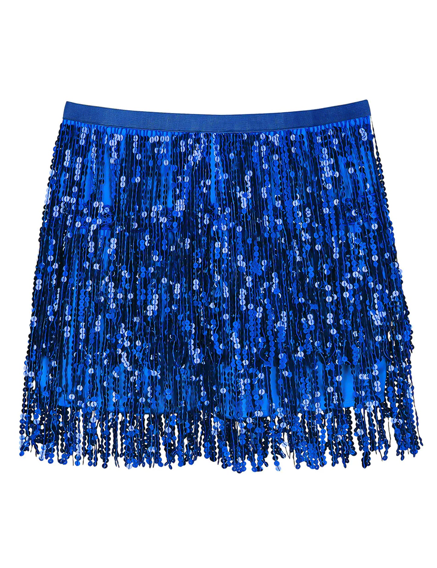Fustă mini cu paiete albastră pentru femei 